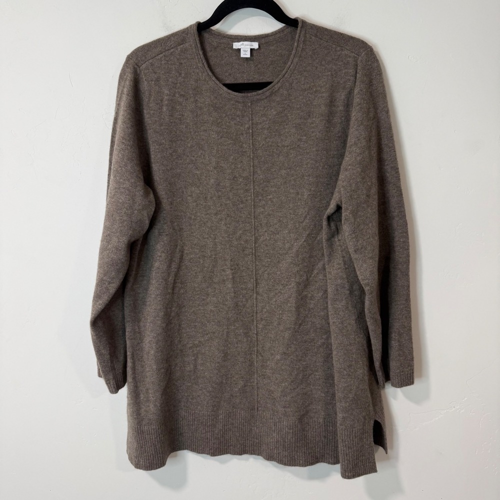J. Jill Womens Cashmere Sweater Large Pet Brown Excellent Crew Tunic Soft